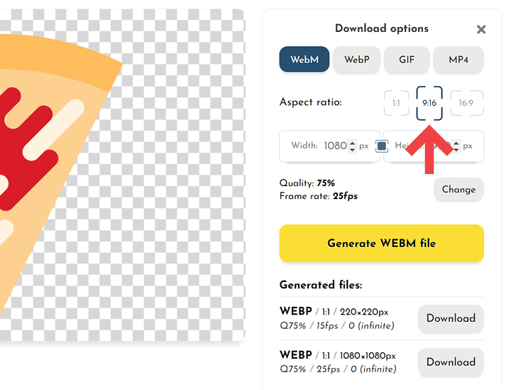 Download animations in portrait format