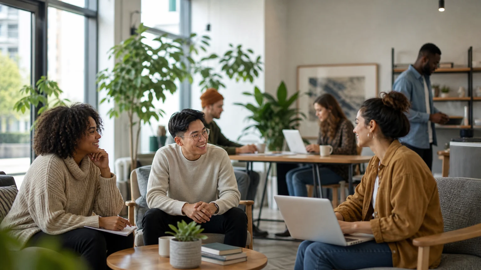 A diverse group of people engaged in natural